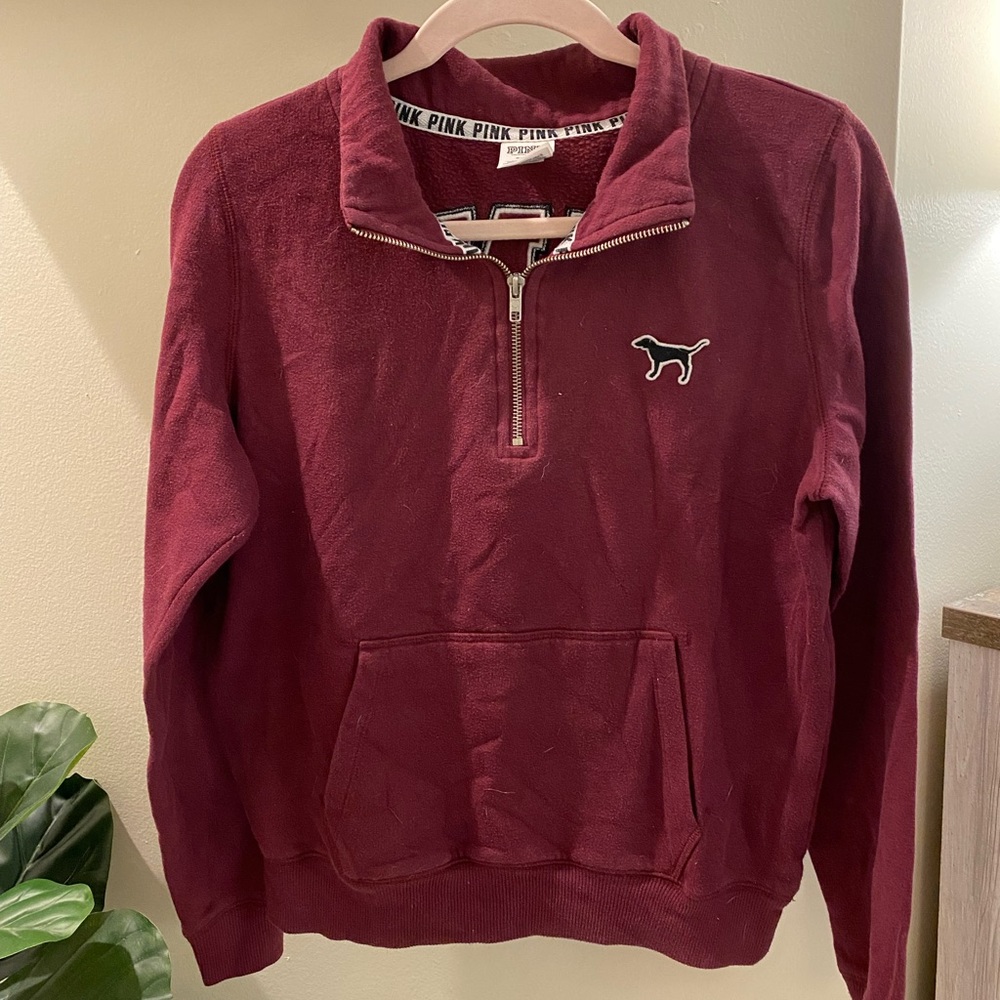 Medium Pink Brand Quarter-Zip Sweatshirt